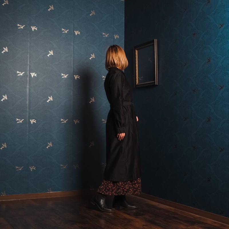 40sフランスワークドレス　フレンチワーク　ブラックモールスキン 40-50s French Vintage Black Moleskin Work Dres