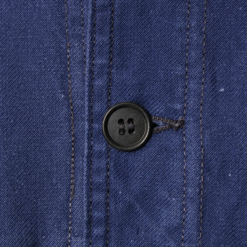 40-50s France Vintage VULCAIN Blue Cotton Twill