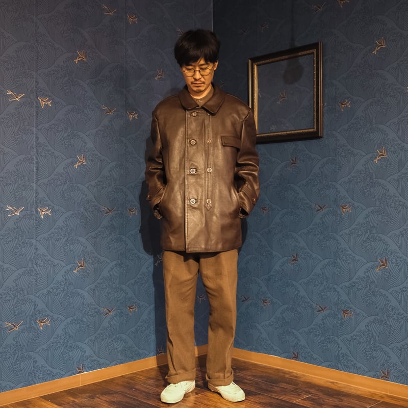 70s　GVF社　レザージャケット　コルビュジェ・ジャケット　ブラウン 70s GVF社 レザージャケット コルビュジェ・ジャケット ブラウン