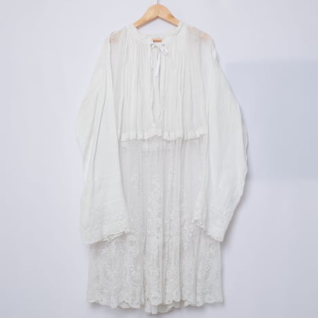 ~1940s  French Vintage Linen Church Smock