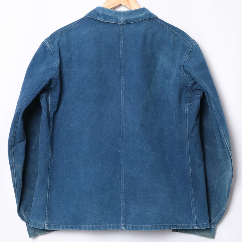 30s France Vintage Indigo Cotton Linen Work Ja
