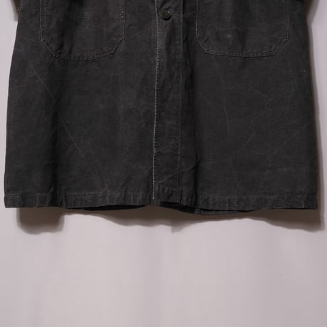 40-50s France Vintage  VETRA Black Linen  Maquignon Coat