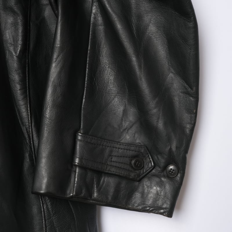 40s-50s France Vintage Leather Jacket Wool Coll 40s-50s France Vintage Leather Jacket Wool Coll