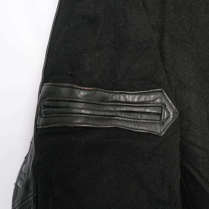 40s-50s France Vintage MTVC Leather Jacket Wool