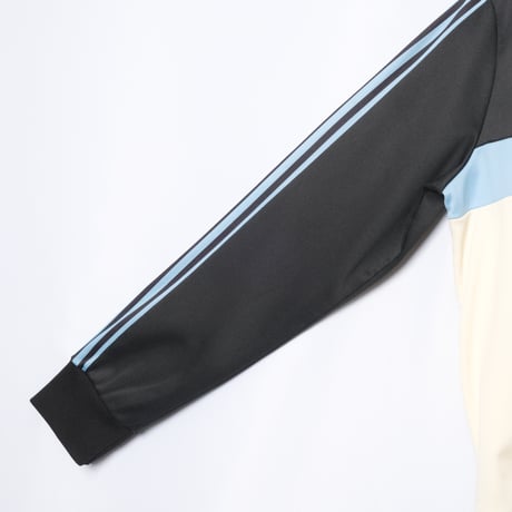 70-80s Vintage adidas Ventex Track Jacket Ivory × Black × Light Blue (Made in France)