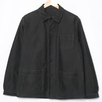 40-50s France Vintage Le Mont Sant Michel Black Moleskin Work Jacket Size 48