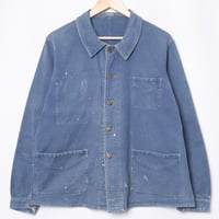 30-40s France Vintage Le Francais Blue Cotton Twill Work Jacket