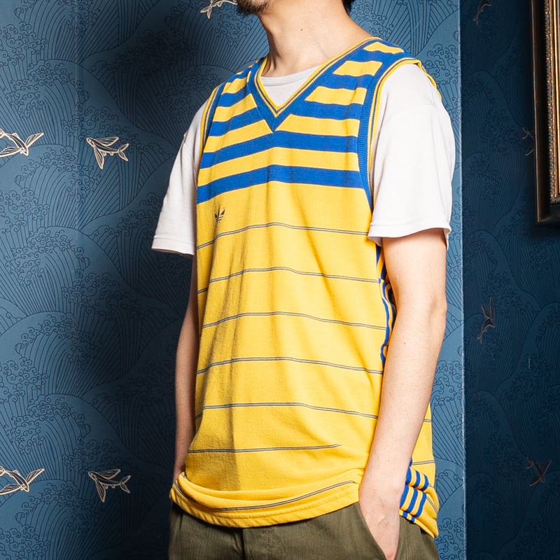 80s 初期 archive デザインドレープトップス 80s Vintage adidas Ventex No Sleeve Shirt Strip