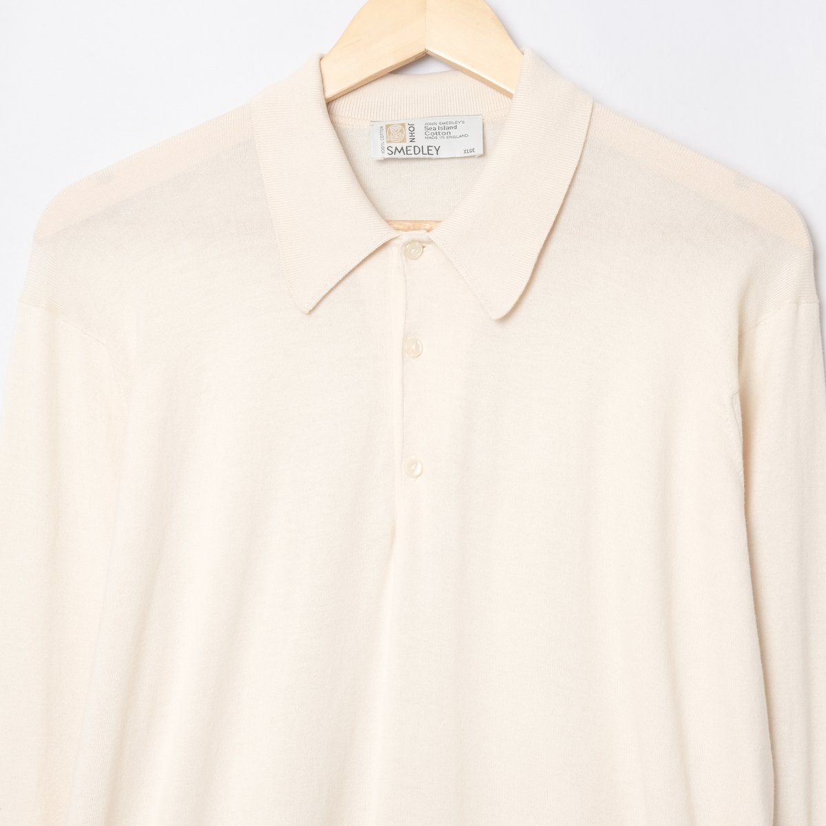 80s john smedley ニットポロ シーアイランドコットン M 白 JOHN