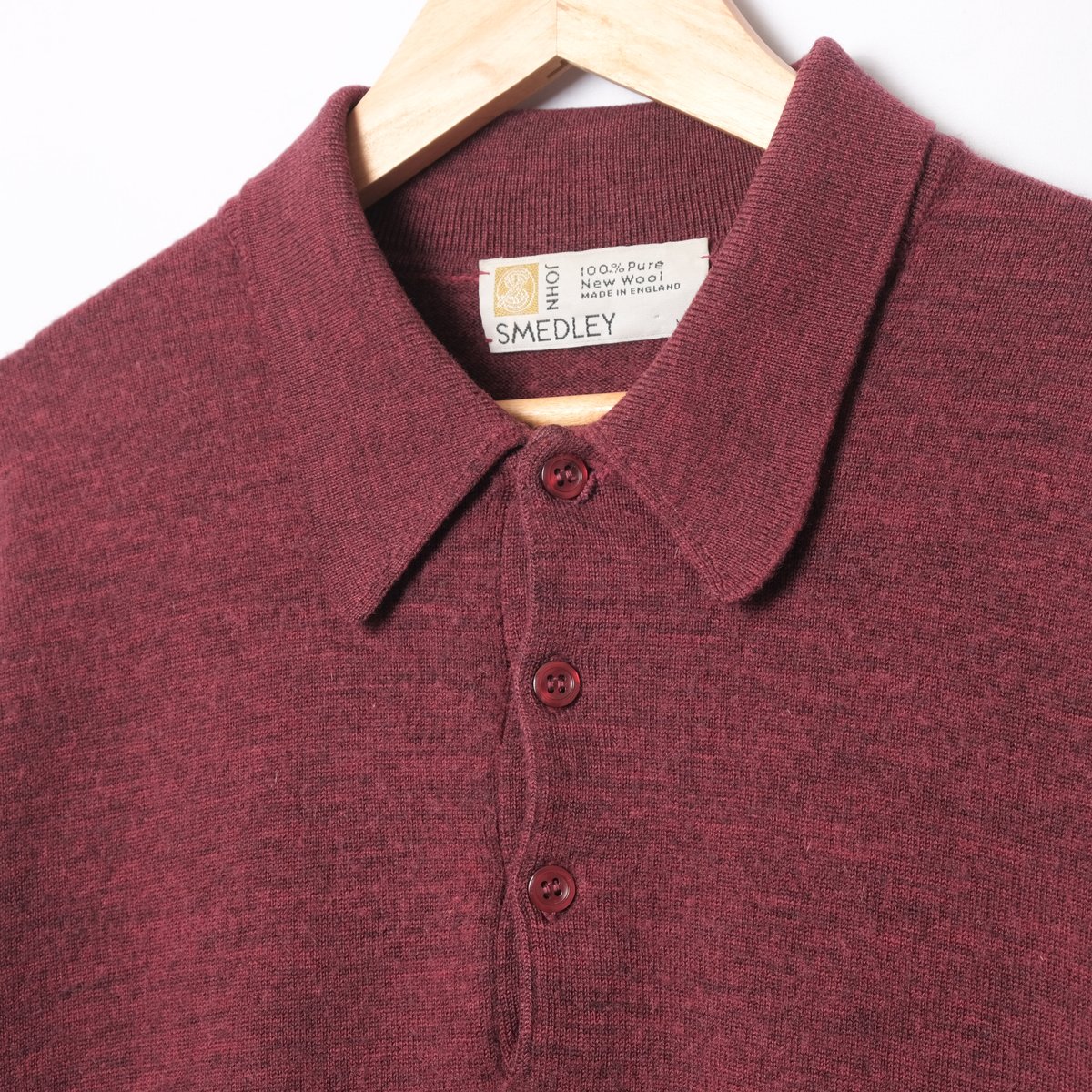90s JOHN SMEDLEY Merino Wool Knit Polo（Made in