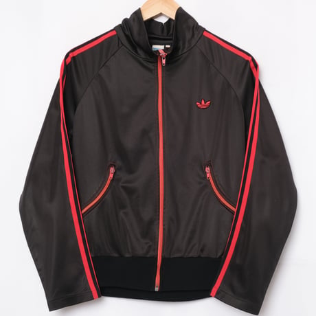70-80s Vintage adidas Track Jacket Curve Pocket  Black × Red Small