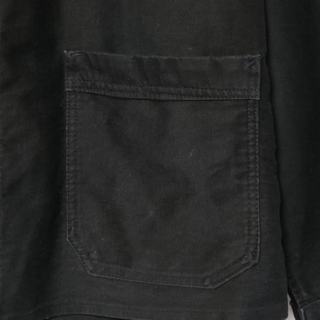 40-50s  France Vintage Le Mont St Vincent Black Moleskin Jacket 4 Buttons