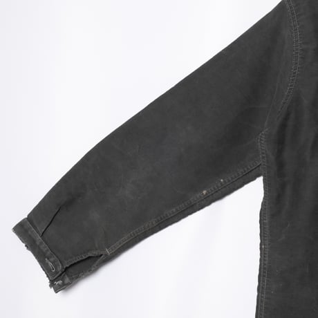40s France Vintage Le Mont Saint Michel Black Moleskin Work Jacket