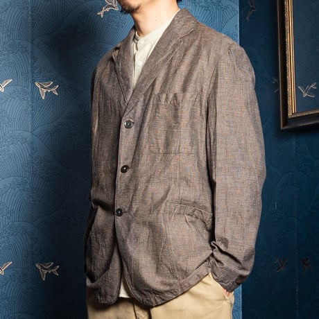 50-60s France Vintage Canvas Black Chambray Tailored Jacket 46