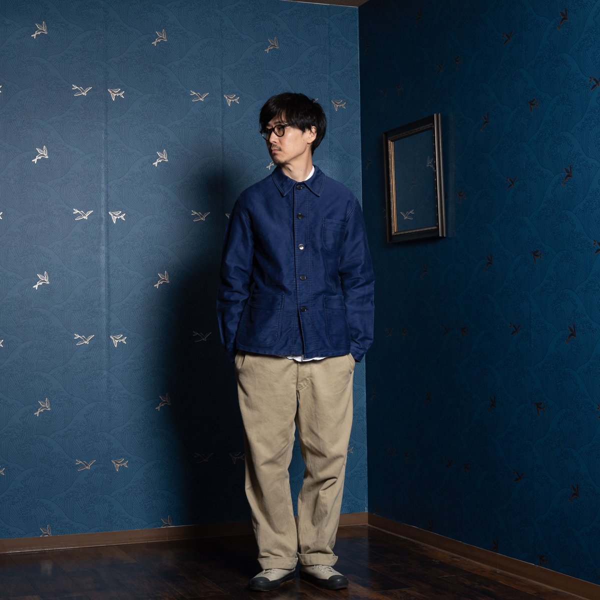 50sモールスキンFrenchvintage Le Mont St Michel 40-50s France Vintage Le Mont St Michel Blue Mo