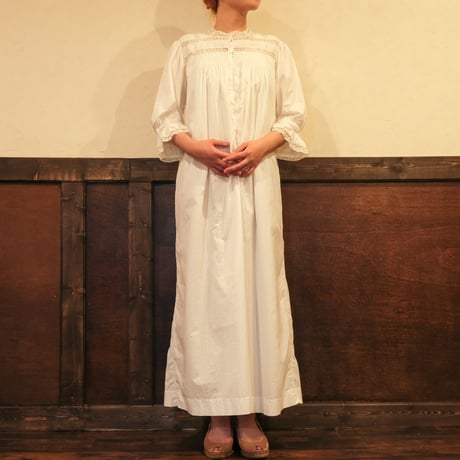 1900s French Antique Cotton Night Dress 2