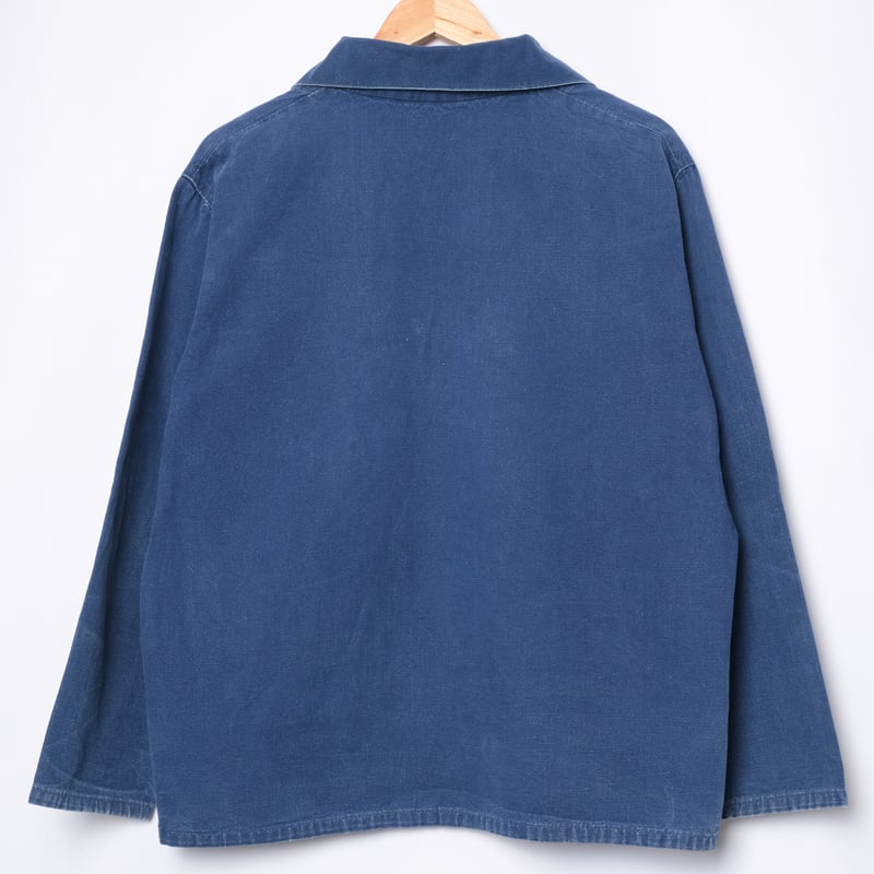 デッドストック インディゴ コットンリネン メティス Antique French Indigo Dyed Metis made Worker Mquignon Coat