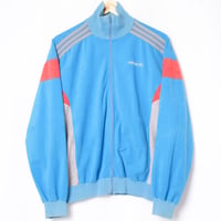 70-80s Vintage adidas Ventex Track Jacket Model Challenger Light Blue × Red (Made in France)