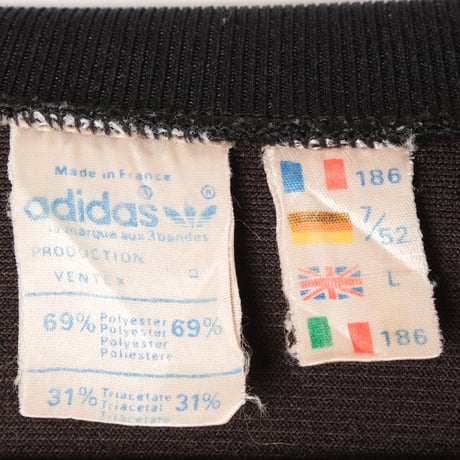 70-80s Vintage adidas Ventex Track Jacket Model First Black× Light Blue (Made in France)