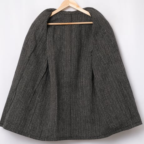 40s France Vintage Black Chambray Stripe Tailored Jacket Dead Stock