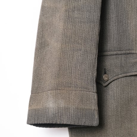 40s France Vintage Manu France Gray Cotton Pique Hunting Jacket
