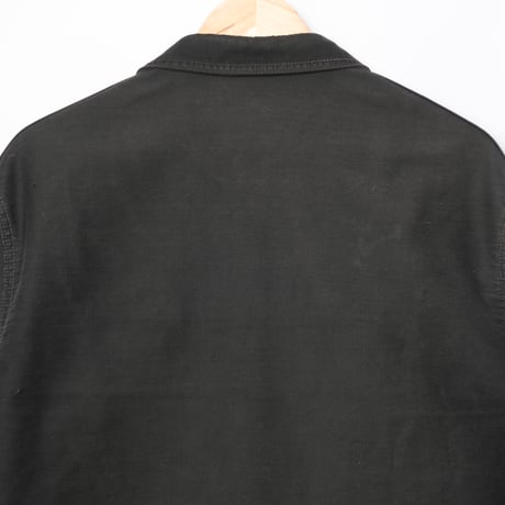40-50s France Vintage Le Mont Sant Michel Black Moleskin Work Jacket Size 56