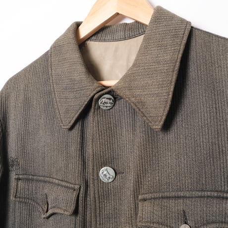 40s France Vintage Manu France Gray Cotton Pique Hunting Jacket