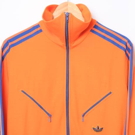 70s Vintage adidas Track Jacket With Hood Orange × Blue