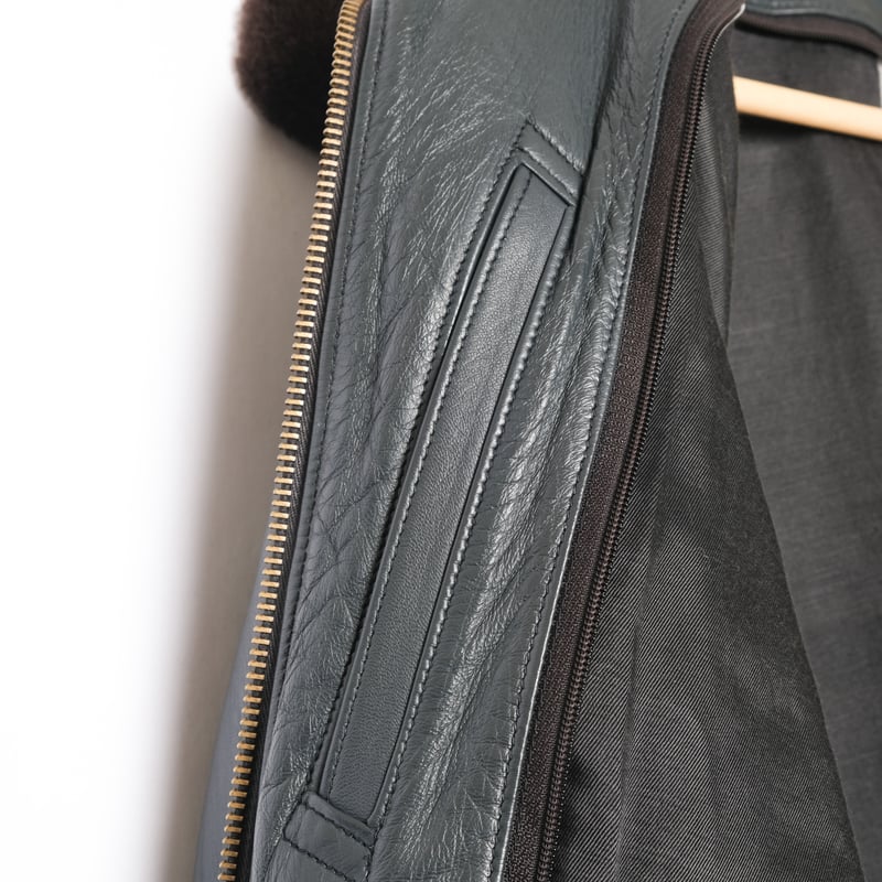 French Army Pilot Leather Jacket (Navy) Size 96