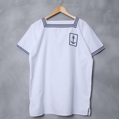 70-80s French Army Marine Nationale Short Sleeve Shirt（White）