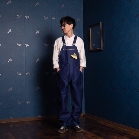 50-60s Le Mont St Michel Blue Moleskin Work Overalls Dead Stock