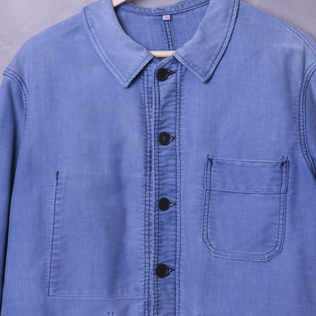 50-60s Adolphe Lafont  Blue Moleskin Jacket Size 46