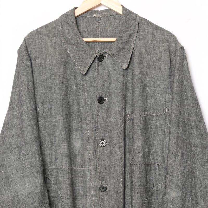 40s France Vintage Black Chambray Atelier Coat 40s France Vintage Black Chambray Atelier Coat
