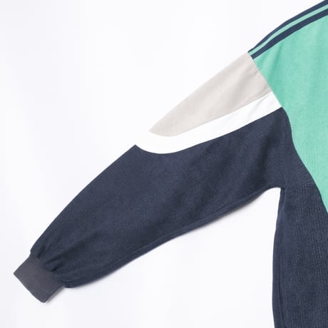 80s Vintage adidas Ventex Track Jacket Green × Navy × Light Gray (Made in France)