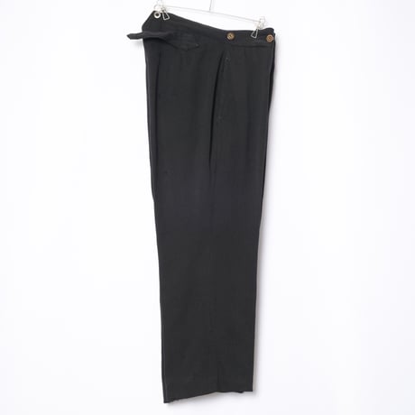 30-40s France Vintage Wool Black Trousers