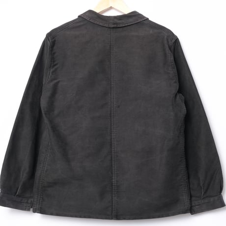 50s France Vintage Le Mont Saint Martin Black Moleskin Work Jacket