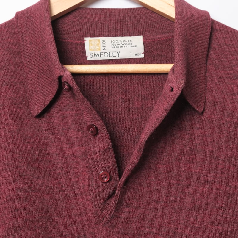 JOHN SMEDLEY 90s ニットポロ ウール ブラック UK製 スメドレ 90s JOHN