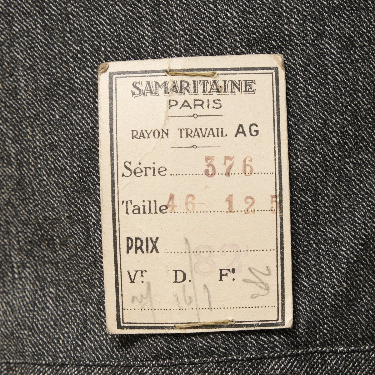 ~50's SAMARITAINE PARIS ブラックシャンブレーコート 30-40s France Vintage SAMARITAINE Black Chambra