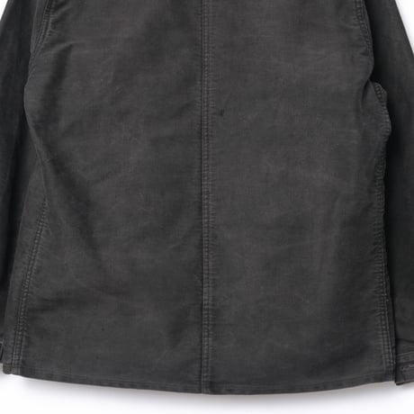 50s France Vintage Le Mont Saint Martin Black Moleskin Work Jacket