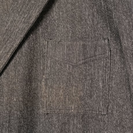 40-50s France Vintage Black Chambray Tailored Jacket Dead Stock Size 50