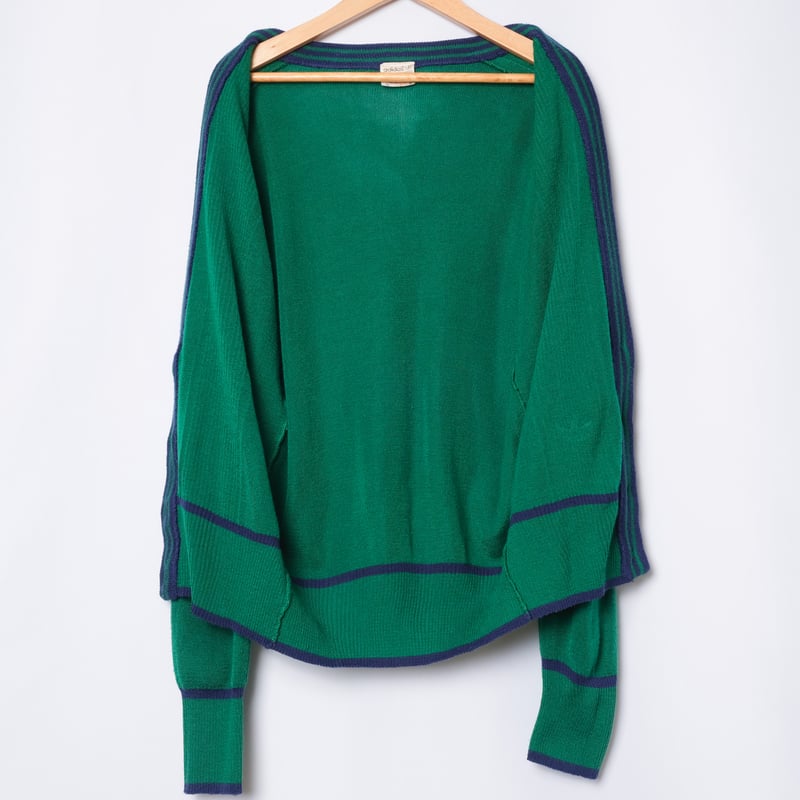 80s Vintage adidas Knit Cardigan Green × Navy |