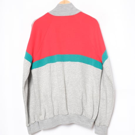 70-80s Vintage adidas Ventex Sweat Jacket Jacket Grey × Red  (Made in France)
