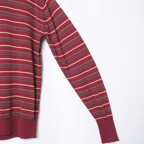 70s JOHN SMEDLEY Merino Wool Knit Polo Shirt Burgundy（Made in England)