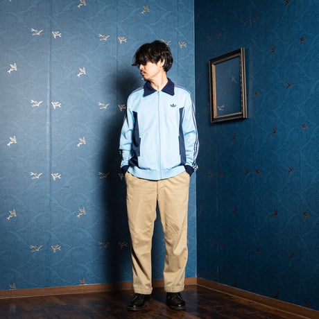 70-80s Vintage adidas Track Jacket Light Blue × Navy (Made in France)
