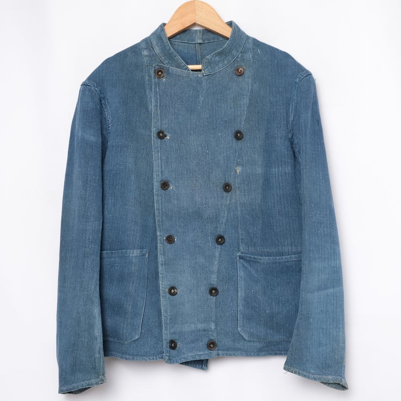French Army Indigo Linen HBT Mechanic Double-Br French Army Indigo Linen HBT Mechanic Double-Br
