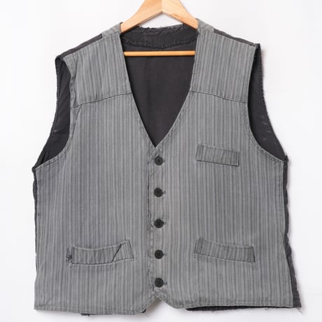 30-40s France Vintage Stripe Cotton Stripe Gillet 3