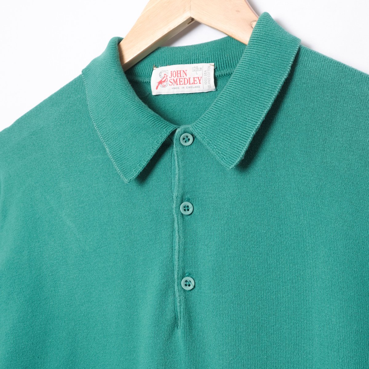 JOHN SMEDLEY 80's DEAD STOCK ポロシャツ JOHN SMEDLEY ニットポロシャツ シーアイランドコットン カットソー