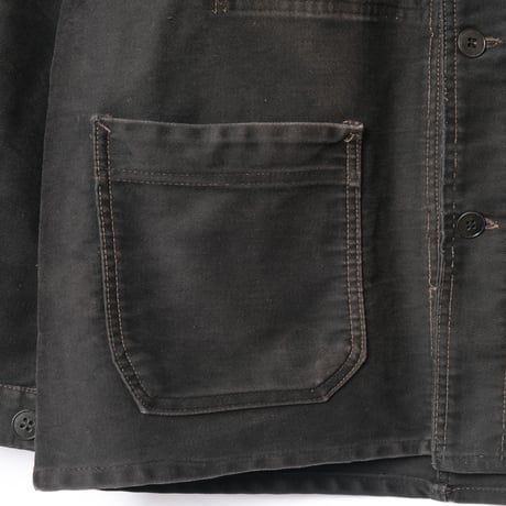 40s France Vintage Dubure & Deverchere Black Moleskin Work Jacket