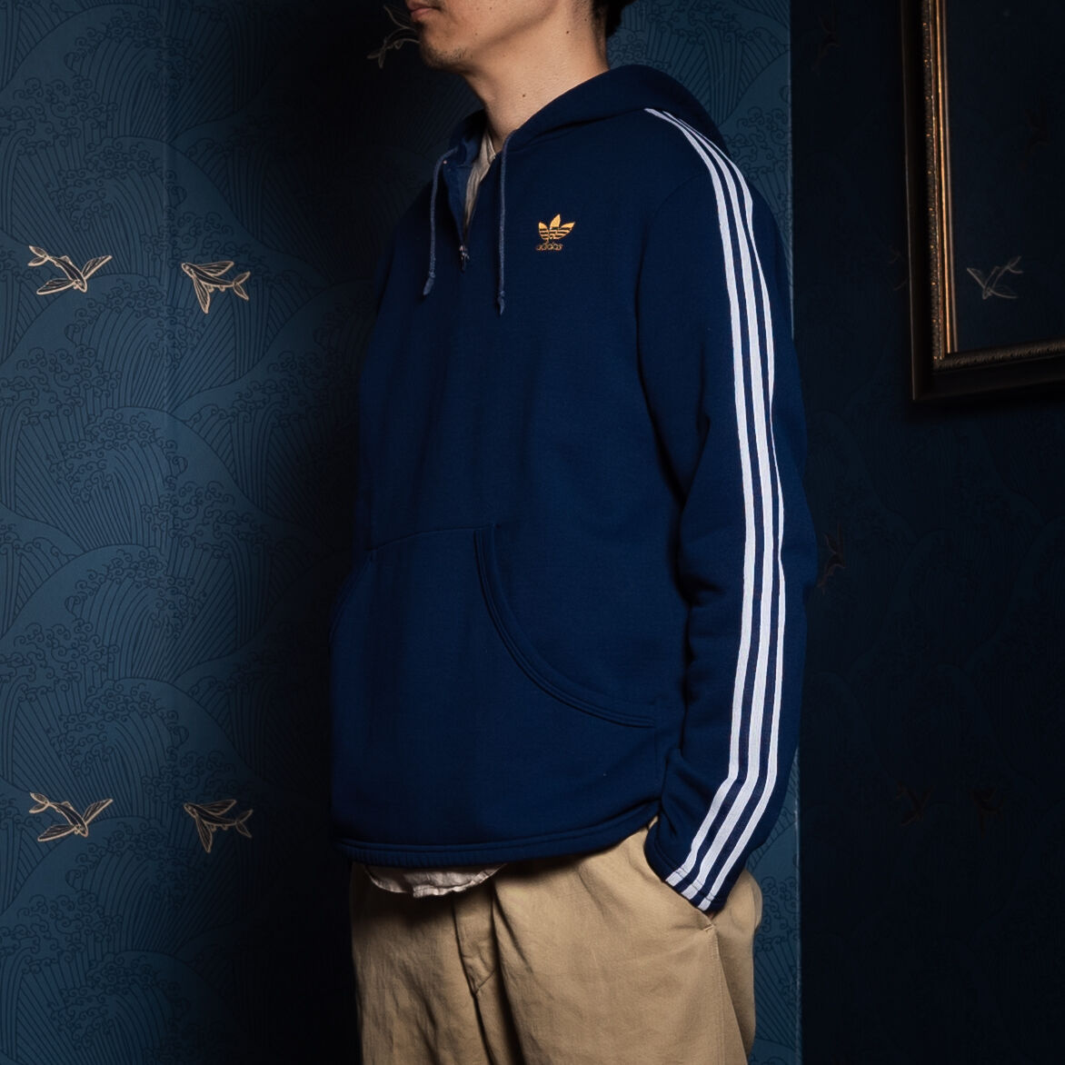 70s Vintage adidas Half Zip Hoodie Navy (Made i 70s Vintage adidas Half Zip Hoodie Navy (Made i