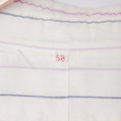 40-50s France Vintage Purple Striped Cotton Dress Shirt